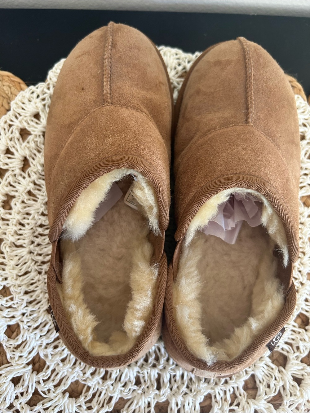 UGG Men’s Leisure Chestnut Suede Sheepskin Slippers Size 8 EU 41 #102 - Picture 12 of 13